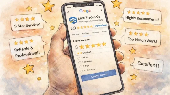 Clientility Review Boost helping contractors and service businesses get more Google reviews with a 5-star rating on a trades company listing.