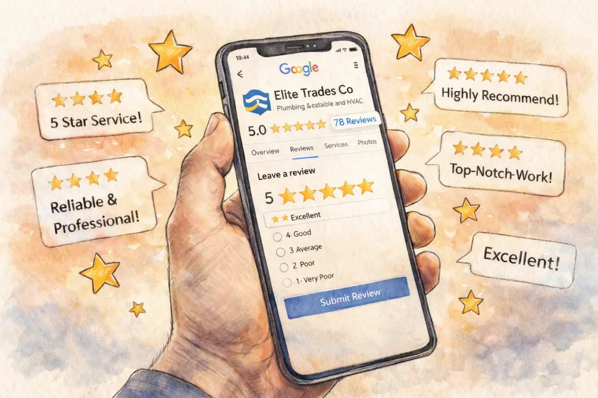 Clientility Review Boost helping contractors and service businesses get more Google reviews with a 5-star rating on a trades company listing.