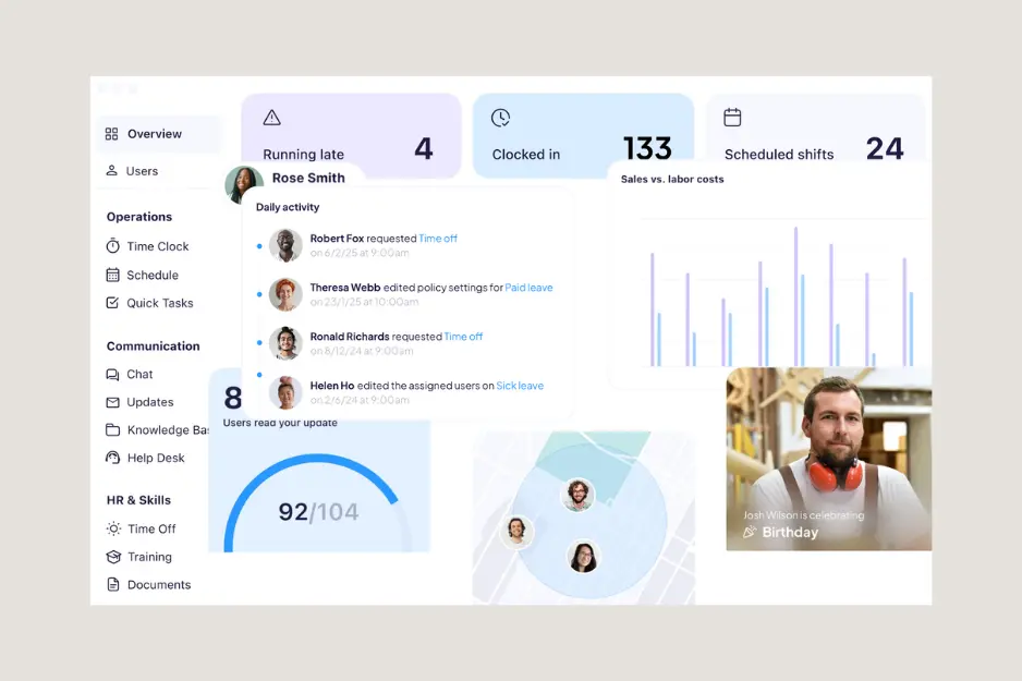 Cleaning business software for scheduling showing Connecteam